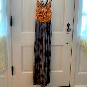 Ecote long tie dye dress with beautiful detailed top Sz S